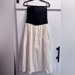 Paper Heart XL Black & Cream Long A-Line Dress Strapless NEW NWT